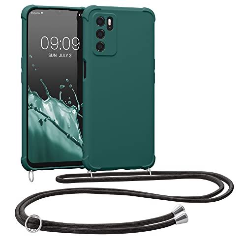 kwmobile Necklace Case kompatibel mit Oppo A16 / A16s / A54s Hülle - Cover mit Kordel zum Umhängen - Silikon Schutzhülle Petrol von kwmobile