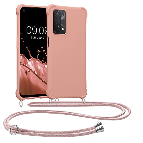 kwmobile Necklace Case kompatibel mit Oppo A74 (5G) / A54 (5G) Hülle - Cover mit Kordel zum Umhängen - Silikon Schutzhülle Perlmutt von kwmobile