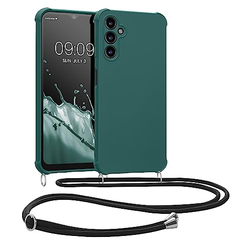 kwmobile Necklace Case kompatibel mit Samsung Galaxy A14 5G Hülle - Cover mit Kordel zum Umhängen - Silikon Schutzhülle Petrol von kwmobile