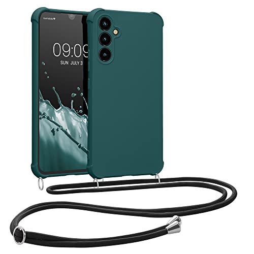 kwmobile Necklace Case kompatibel mit Samsung Galaxy A34 5G Hülle - Cover mit Kordel zum Umhängen - Silikon Schutzhülle Petrol von kwmobile