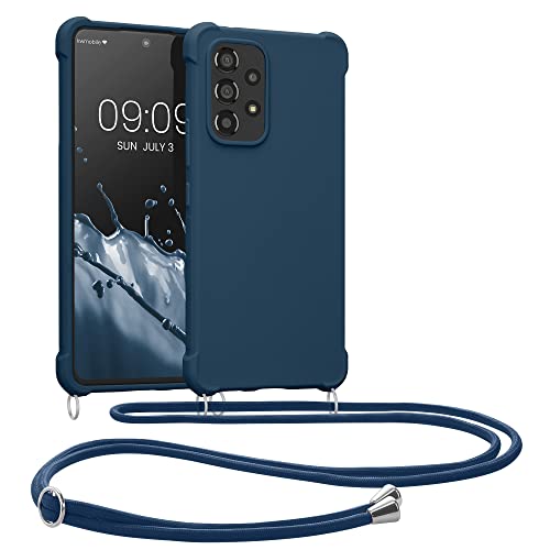 kwmobile Necklace Case kompatibel mit Samsung Galaxy A53 5G Hülle - Cover mit Kordel zum Umhängen - Silikon Schutzhülle Dunkelblau von kwmobile
