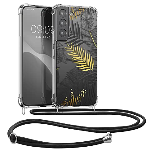 kwmobile Necklace Case kompatibel mit Samsung Galaxy S22 Hülle - Silikon Cover mit Handykette - Gelb Grau Transparent Dschungel von kwmobile