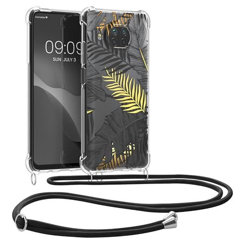 kwmobile Necklace Case kompatibel mit Xiaomi Mi 10T Lite Hülle - Silikon Cover mit Handykette - Gelb Grau Transparent Dschungel von kwmobile