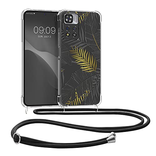 kwmobile Necklace Case kompatibel mit Xiaomi Redmi Note 11 Pro+ 5G / Note 11 Pro Plus 5G Hülle - Silikon Cover mit Handykette - Gelb Grau Transparent Dschungel von kwmobile