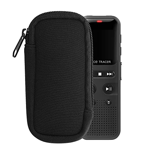 kwmobile Neopren Hülle kompatibel mit Universal Voice Recorder Diktiergerät - Cover mit Reißverschluss - Innenmaße 11,5 x 4,5 cm - Schwarz von kwmobile