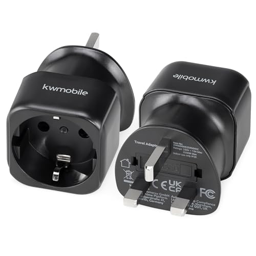 kwmobile Reiseadapter UK - Stromadapter für England - Schuko Stecker - Steckdosenadapter- Reisestecker - England Steckdose - Reisestecker - 2 Stück - Schwarz kwmobile Reiseadapter UK - Stromadapter für England - Schuko Stecker - Steckdosenadapter- Reisestecker - England Steckdose - Reisestecker - 2 Stück - Schwarz von kwmobile
