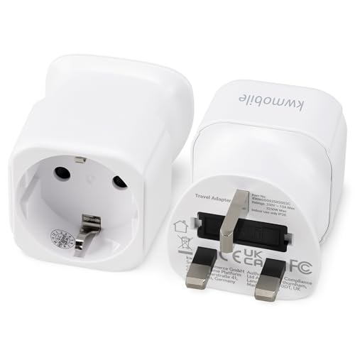 kwmobile Reiseadapter UK - Stromadapter für England - Schuko Stecker - Steckdosenadapter- Reisestecker - England Steckdose - Reisestecker - 2 Stück - Weiß von kwmobile