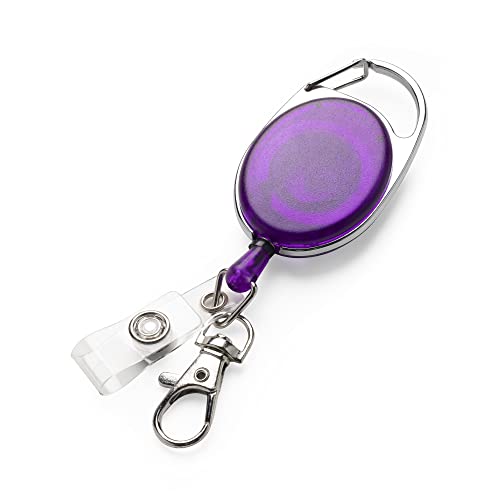 kwmobile Schlüssel Jojo mit Ausweis Clip - Schlüsselanhänger ausziehbar - Kartenhalter Karabiner Anhänger - Schlüsselband mit Karten Halter - Violett von kwmobile