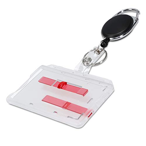 kwmobile Schlüssel Jojo mit Doppel-Ausweishülle - Schlüsselanhänger Clip ausziehbar - Schlüsselband Kartenhalter Hülle mit Karabiner Anhänger von kwmobile