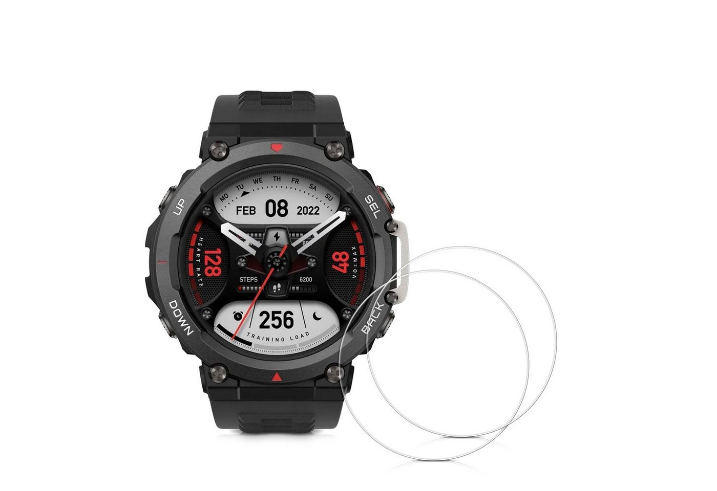 kwmobile Schutzfolie 2x Displayschutzglas für Huami Amazfit T-Rex 2, (1-St), 2x Displayschutz-Glas für Huami Amazfit T-Rex 2 von kwmobile