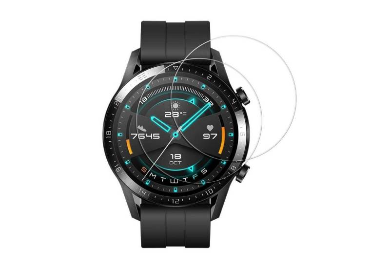 kwmobile Schutzfolie 2x Displayschutzglas für Huawei Watch GT2 (46mm), (1-St), 2x Displayschutz-Glas für Huawei Watch GT2 (46mm) von kwmobile