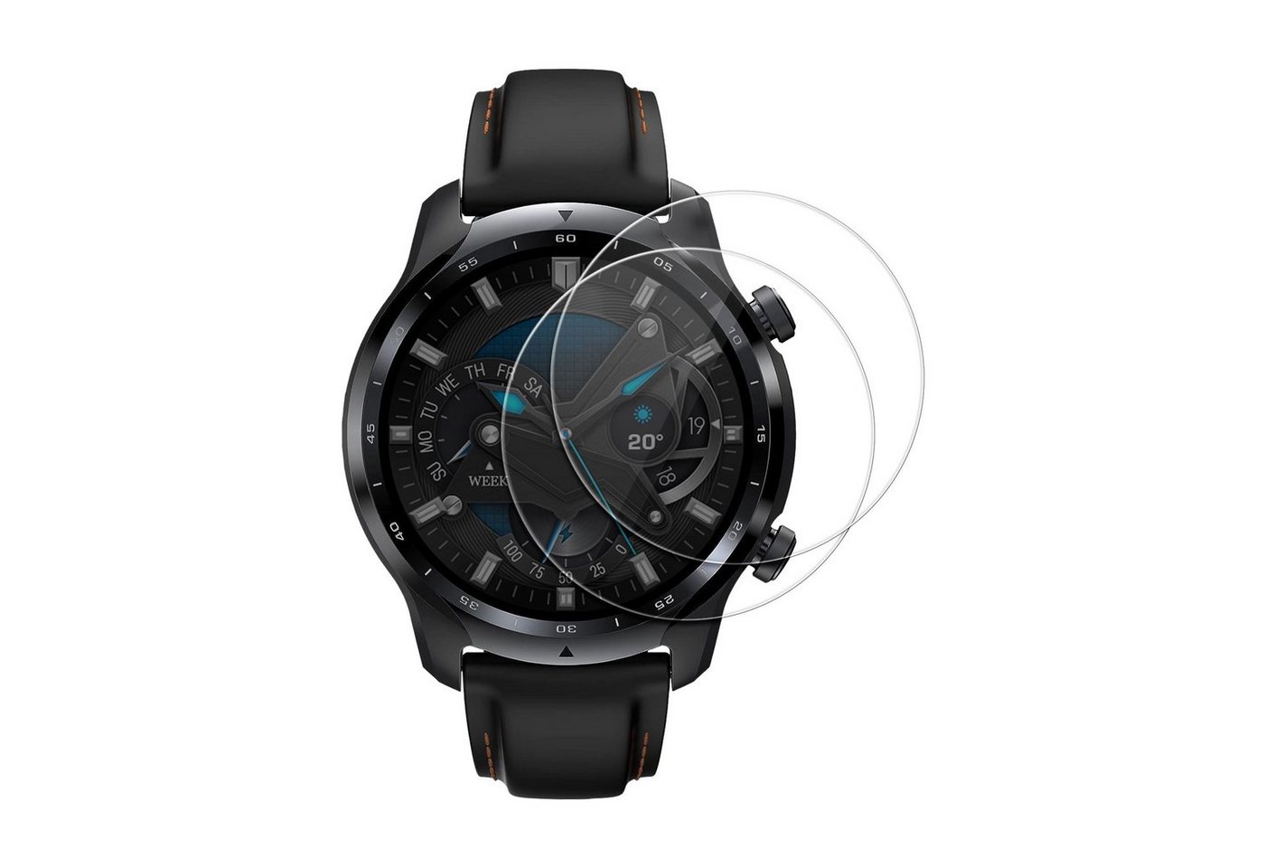 kwmobile Displayschutzfolie 2x Displayschutzglas für Ticwatch Pro 3 Lite, 2 Stück, 2x Displayschutz-Glas für Ticwatch Pro 3 Lite von kwmobile