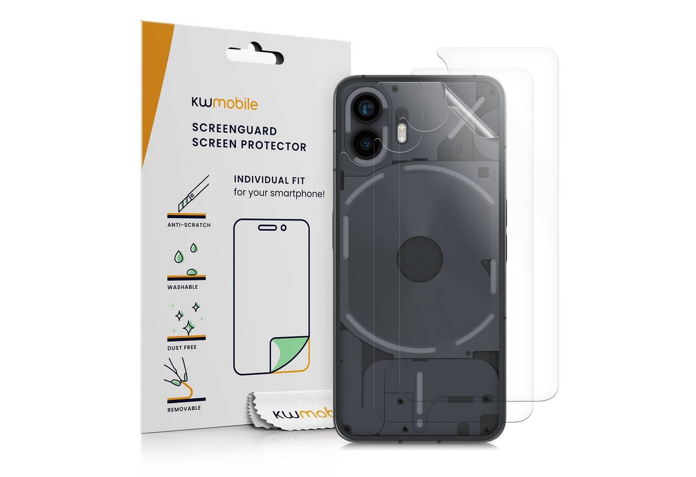 kwmobile Schutzfolie 3x Folie Rückseite für Nothing Phone (2), (1-St), Backcover Smartphone Handyfolie transparent von kwmobile