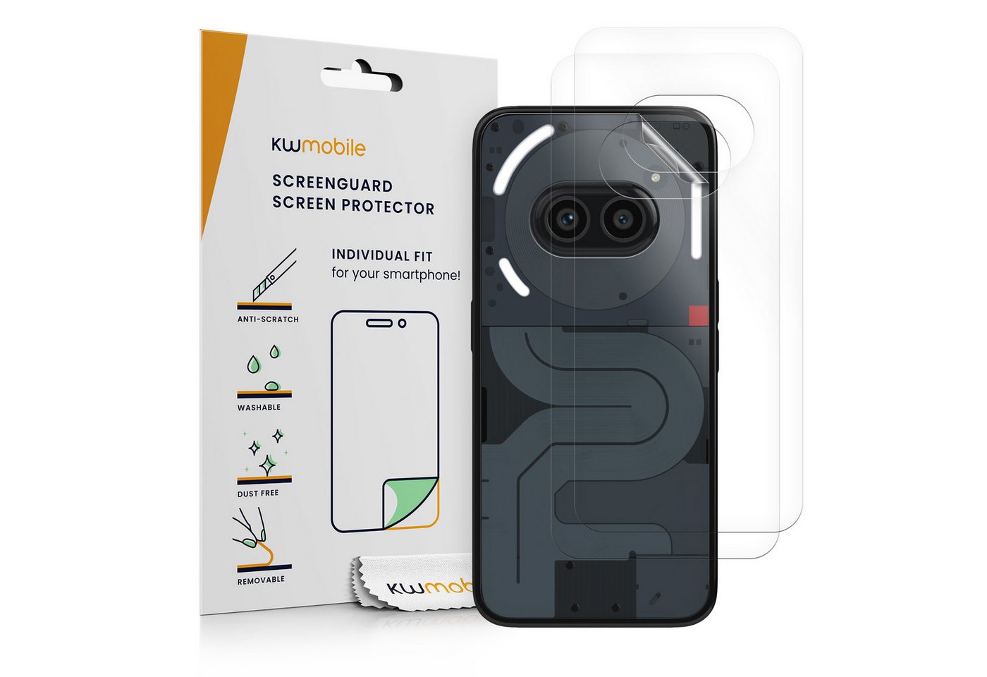 kwmobile Displayschutzfolie 3x Folie Rückseite für Nothing Phone 2a / Phone 2a Plus, 3 Stück, Backcover Smartphone Handyfolie transparent von kwmobile