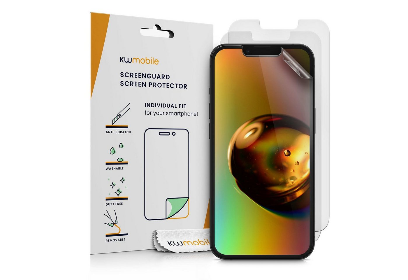 kwmobile Displayschutzfolie 3x Folie matt für Apple iPhone 13 / iPhone 14, 3 Stück, Schutzfolie Anti-Fingerabdruck Displayschutz Displayfolie entspiegelt von kwmobile