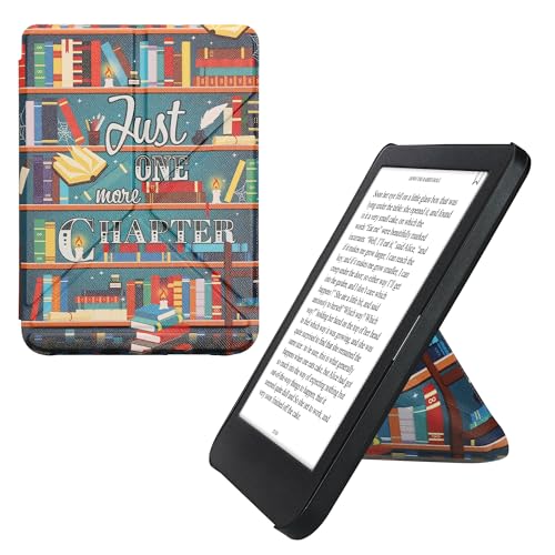 kwmobile Schutzhülle kompatibel mit Kobo Clara BW/Clara Colour/Tolino Shine (5) / Shine Color - Hülle Kunstleder - eReader Cover Case - Bibliothek Motto Mehrfarbig von kwmobile