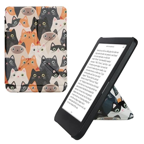 kwmobile Schutzhülle kompatibel mit Kobo Clara BW/Clara Colour/Tolino Shine (5) / Shine Color - Hülle Kunstleder - eReader Cover Case - Katzen Orange Schwarz Weiß von kwmobile