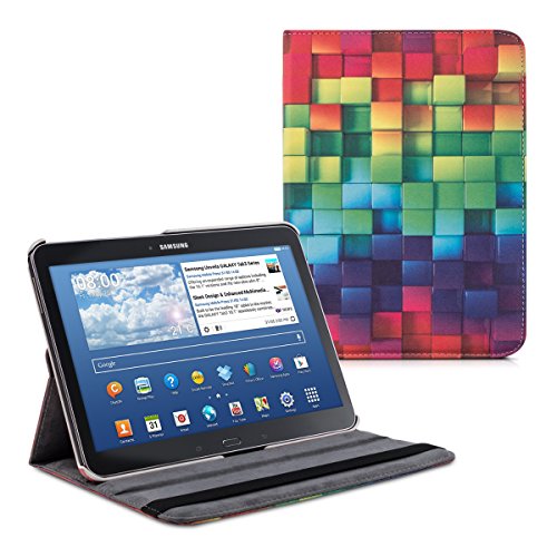 kwmobile Schutzhülle kompatibel mit Samsung Galaxy Tab 4 10.1 T530 / T535 - Hülle 360° - Tablet Cover Case - Regenbogen Würfel Mehrfarbig Grün Blau von kwmobile