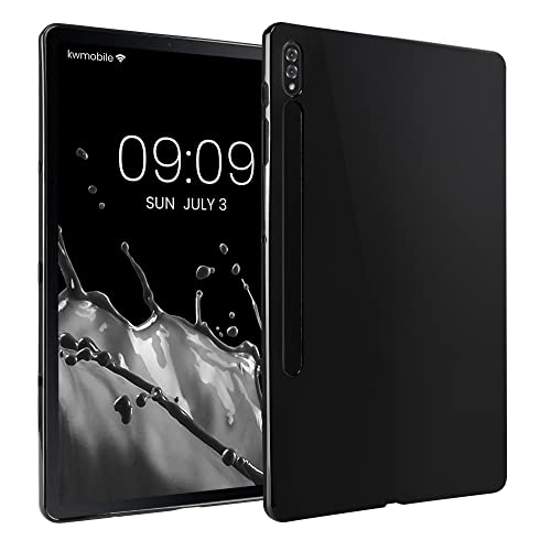 kwmobile Schutzhülle kompatibel mit Samsung Galaxy Tab S8+ Plus/Galaxy Tab S7+ Plus - Hülle Silikon - Tablet Cover Case Hochglanz Schwarz von kwmobile