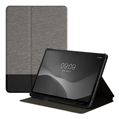 kwmobile Schutzhülle kompatibel mit Samsung Galaxy Tab S8 / Galaxy Tab S7 - Hülle Slim - Tablet Cover Case mit Ständer Hellgrau Schwarz von kwmobile