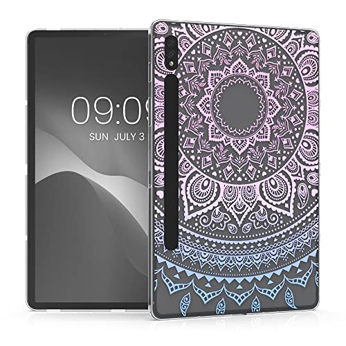 kwmobile Schutzhülle kompatibel mit Samsung Galaxy Tab S8 - Hülle Silikon - Tablet Cover Case - Indische Sonne Blau Pink Transparent von kwmobile