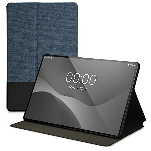 kwmobile Schutzhülle kompatibel mit Samsung Galaxy Tab S8 Plus / S7 Plus / S7 FE - Hülle Slim - Tablet Cover Case mit Ständer Dunkelblau Schwarz von kwmobile