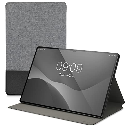 kwmobile Schutzhülle kompatibel mit Samsung Galaxy Tab S8 Plus / S7 Plus / S7 FE - Hülle Slim - Tablet Cover Case mit Ständer Grau Schwarz Schwarz von kwmobile