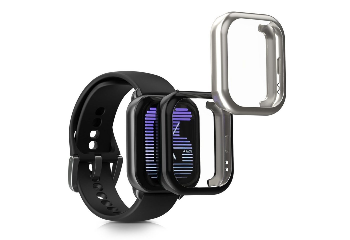 kwmobile Sleeve 2x Hülle für Amazfit Active (A2211), Silikon Fullbody Cover Case Schutzhülle Set von kwmobile