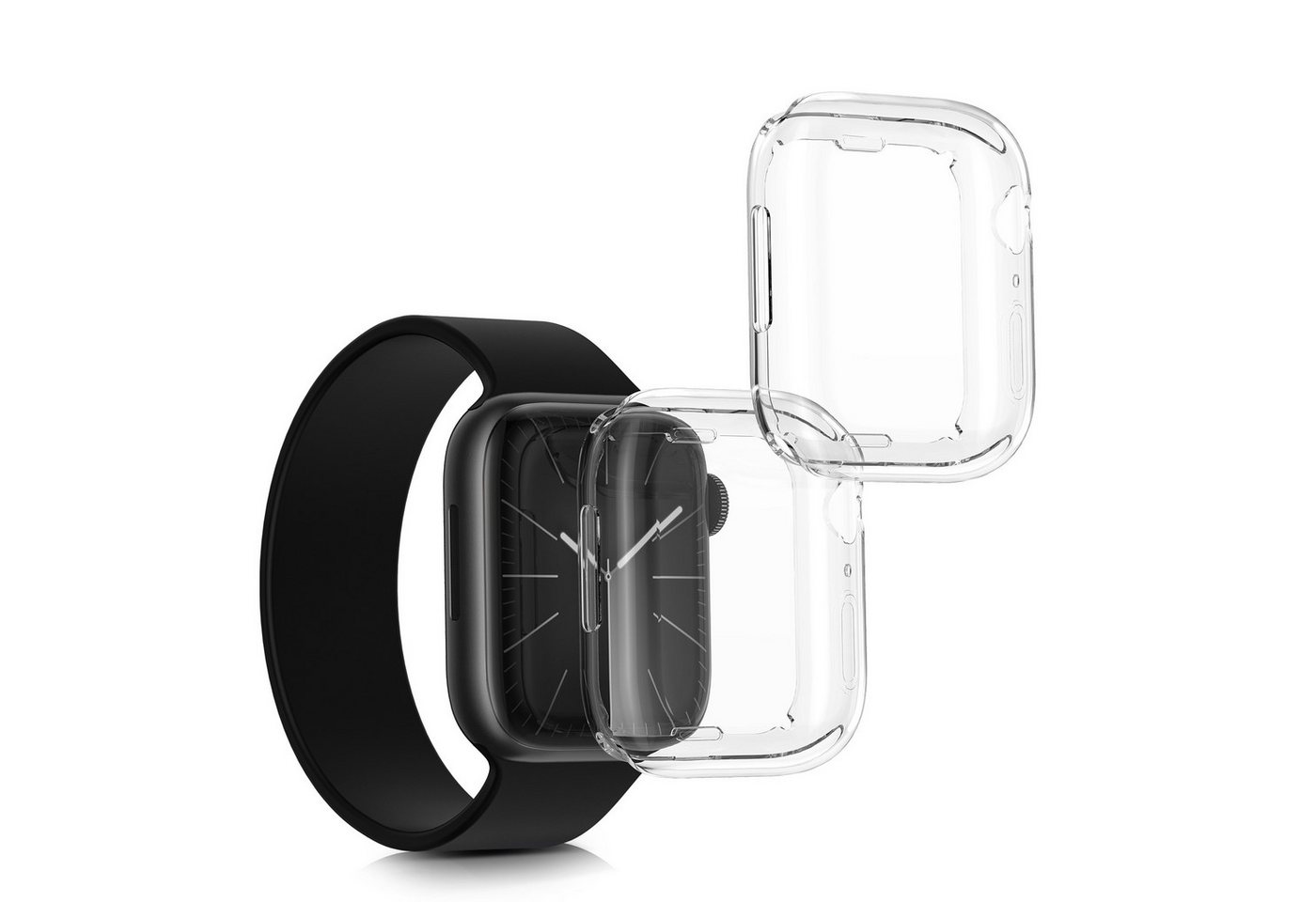 kwmobile Smartwatch-Hülle 2x Hülle für Apple 45mm Watch 9 / Watch 8 / Watch 7 (45mm), Silikon Fullbody Cover Case Schutzhülle Set von kwmobile