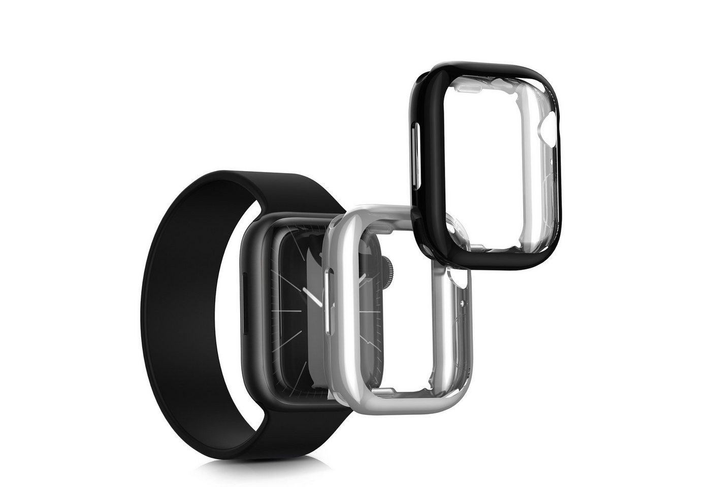 kwmobile Smartwatch-Hülle 2x Hülle für Apple 45mm Watch 9 / Watch 8 / Watch 7 (45mm), Silikon Fullbody Cover Case Schutzhülle Set von kwmobile
