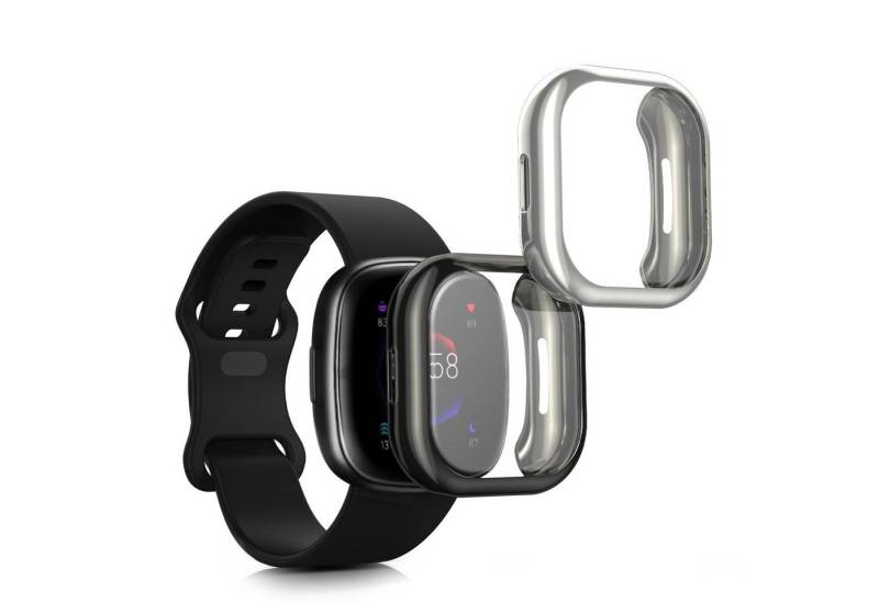 kwmobile Smartwatch-Hülle 2x Hülle für Fitbit Versa 4 / Sense 2, Silikon Fullbody Cover Case Schutzhülle Set von kwmobile