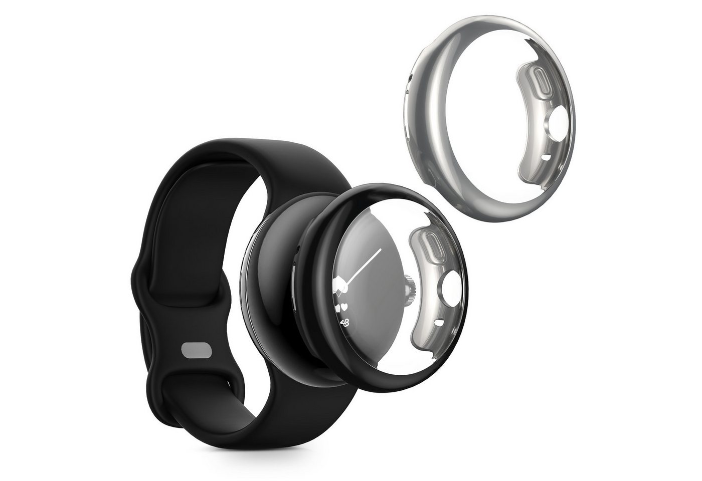 kwmobile Smartwatch-Hülle 2x Hülle für Google Pixel Watch 2 / Pixel Watch 1, Silikon Fullbody Cover Case Schutzhülle Set von kwmobile