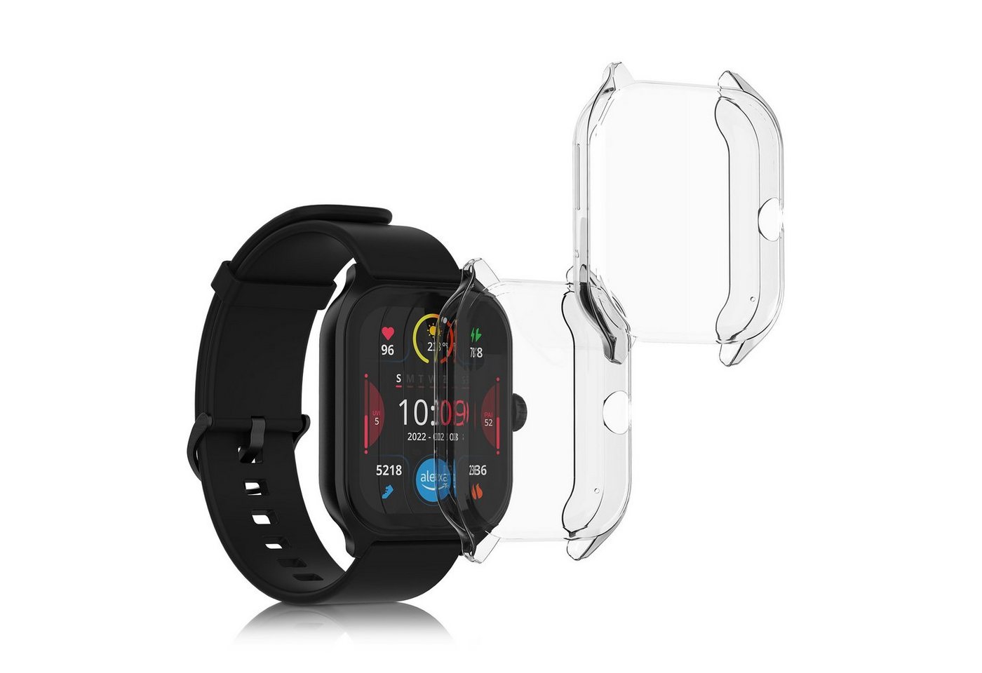 kwmobile Sleeve 2x Hülle für Huami Amazfit GTS 4, Silikon Fullbody Cover Case Schutzhülle Set von kwmobile