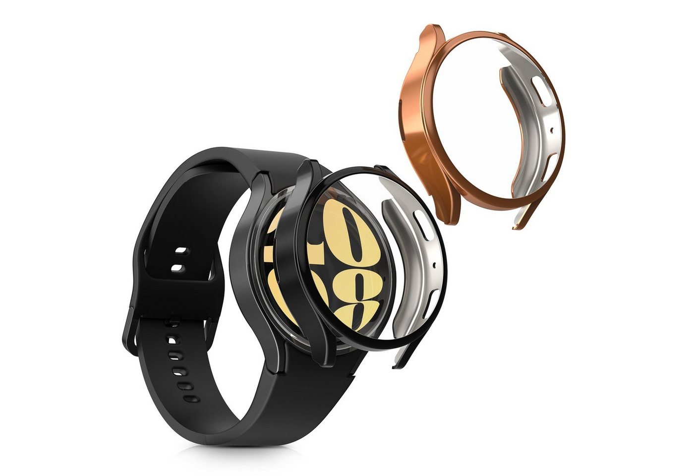 kwmobile 2x Hülle für Samsung Galaxy Watch 6 40mm Smartwatch, 2-tlg., Silikon Fullbody Cover Case Schutzhülle Set von kwmobile