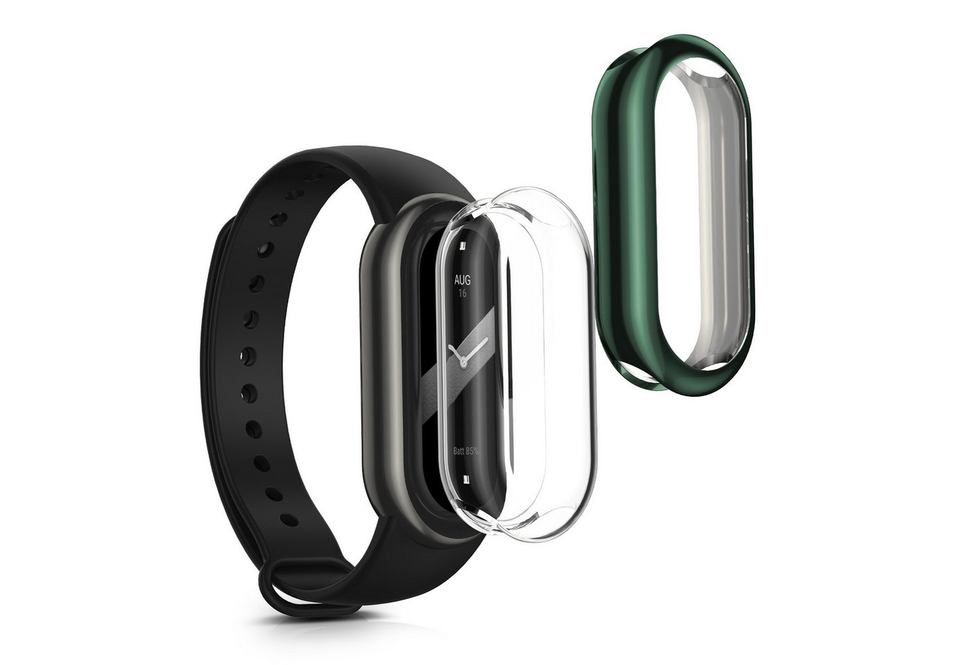 kwmobile Smartwatch-Hülle 2x Hülle für Xiaomi Mi Band 8, Silikon Fullbody Cover Case Schutzhülle Set von kwmobile