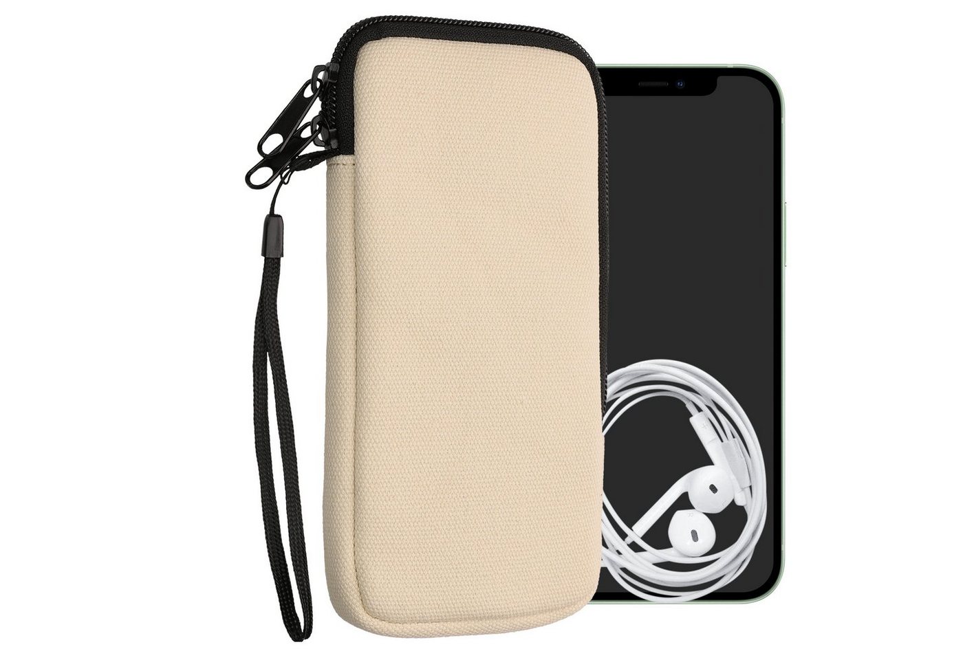 kwmobile Sleeve Handy Tasche für Smartphones XXL - 7" Hülle, Canvas Handyhülle mit Mikrofaser Inlay in Creme kwmobile Sleeve Handy Tasche für Smartphones XXL - 7" Hülle, Canvas Handyhülle mit Mikrofaser Inlay in Creme von kwmobile