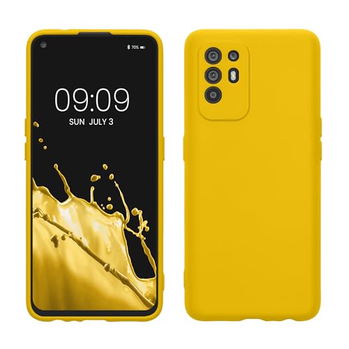 kwmobile Slim Case kompatibel mit Oppo A94 (5G) Hülle - Handyhülle aus Silikon in Strahlend Gelb von kwmobile