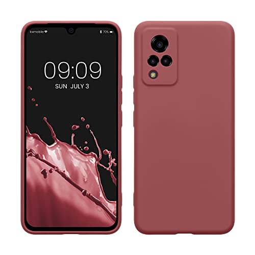 kwmobile Slim Case kompatibel mit Vivo V21 5G Hülle - Handyhülle aus Silikon in Dark Rose von kwmobile