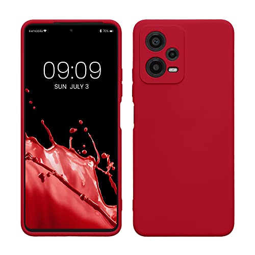 kwmobile Slim Case kompatibel mit Xiaomi Redmi Note 12 5G / Poco X5 5G Hülle - Handyhülle aus Silikon in Sweet Cherry von kwmobile