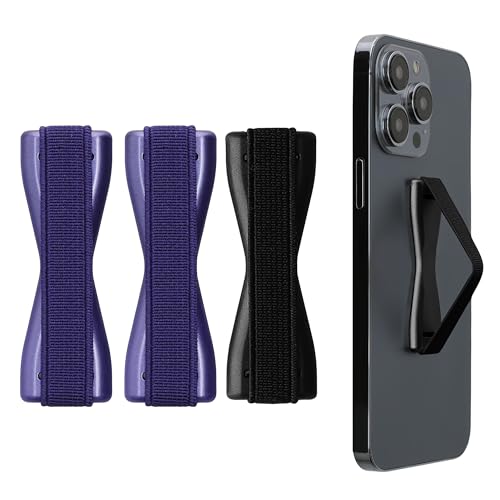 kwmobile Smartphone Fingerhalter 3 Set - Handy Halter Griff Halterung Einhandbedienung - 3X Handyhalter in Metallic Blauviolett Metallic Blauviolett Schwarz von kwmobile