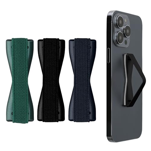 kwmobile Smartphone Fingerhalter 3 Set - Handy Halter Griff Halterung Einhandbedienung - 3X Handyhalter in Metallic Zodiac Blue Metallic Petrol Schwarz von kwmobile