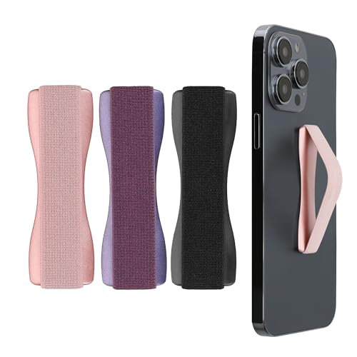 kwmobile Smartphone Fingerhalter 3 Set - Handy Halter Griff Halterung Einhandbedienung - 3X Handyhalter in Schwarz Rosegold Brombeere von kwmobile