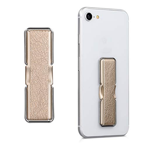 kwmobile Smartphone Fingerhalter mit Ständer - Selbstklebende Handy Fingerhalterung kompatibel mit iPhone Samsung Sony Handys Gold von kwmobile
