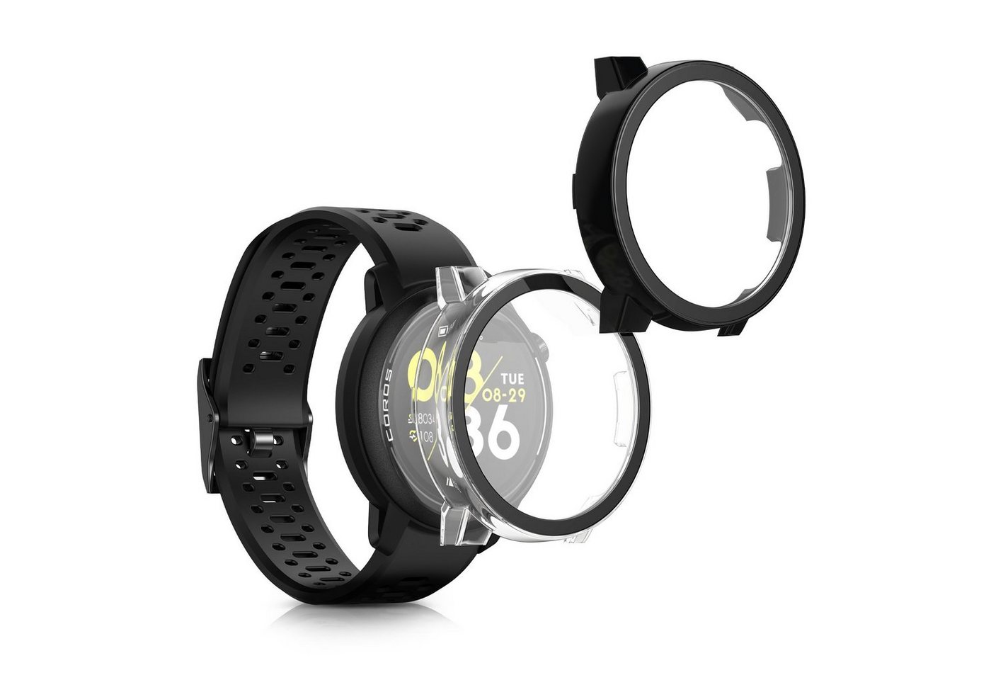 kwmobile Smartwatch-Hülle 2x Hülle für COROS PACE 3, Fullbody Fitnesstracker Glas Cover Case Schutzhülle Set von kwmobile