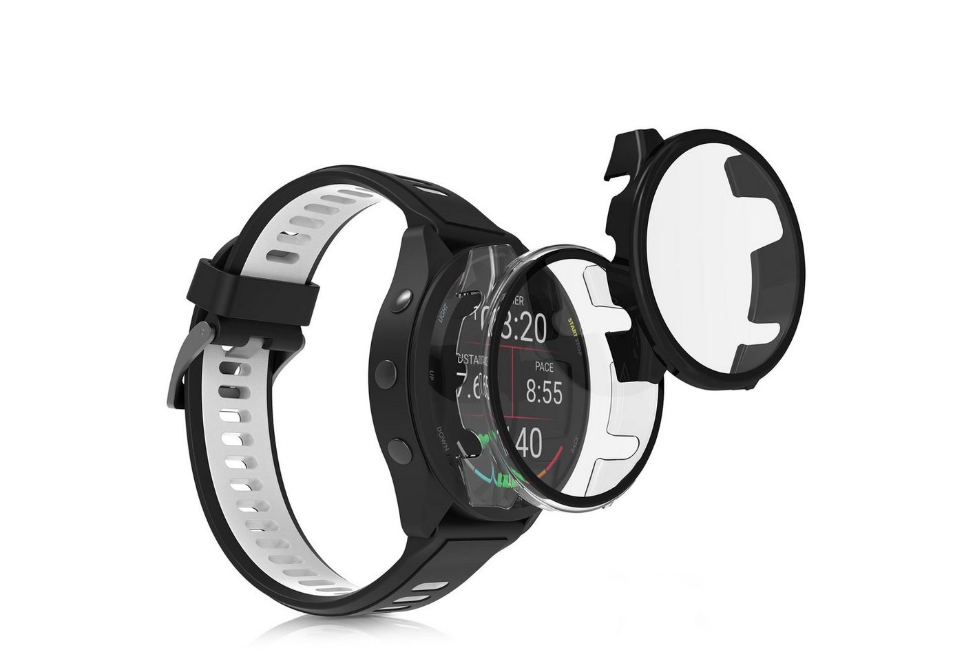 kwmobile Smartwatch-Hülle 2x Hülle für Garmin 18mm Forerunner 265S, Fullbody Fitnesstracker Glas Cover Case Schutzhülle Set von kwmobile
