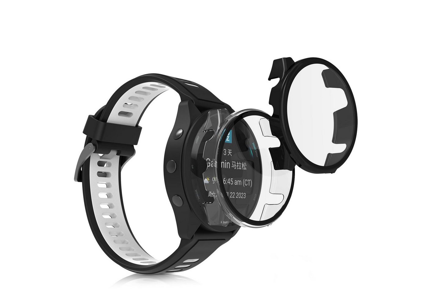 kwmobile Smartwatch-Hülle 2x Hülle für Garmin 22mm Forerunner 265, Fullbody Fitnesstracker Glas Cover Case Schutzhülle Set von kwmobile