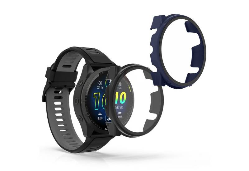 kwmobile Smartwatch-Hülle 2x Hülle für Garmin Forerunner 965, Fullbody Fitnesstracker Glas Cover Case Schutzhülle Set von kwmobile