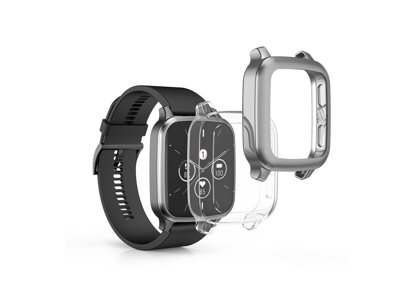 kwmobile Smartwatch-Hülle 2x Hülle für Garmin Venu Sq 2 Music / Sq 2, Silikon Fullbody Cover Case Schutzhülle Set von kwmobile