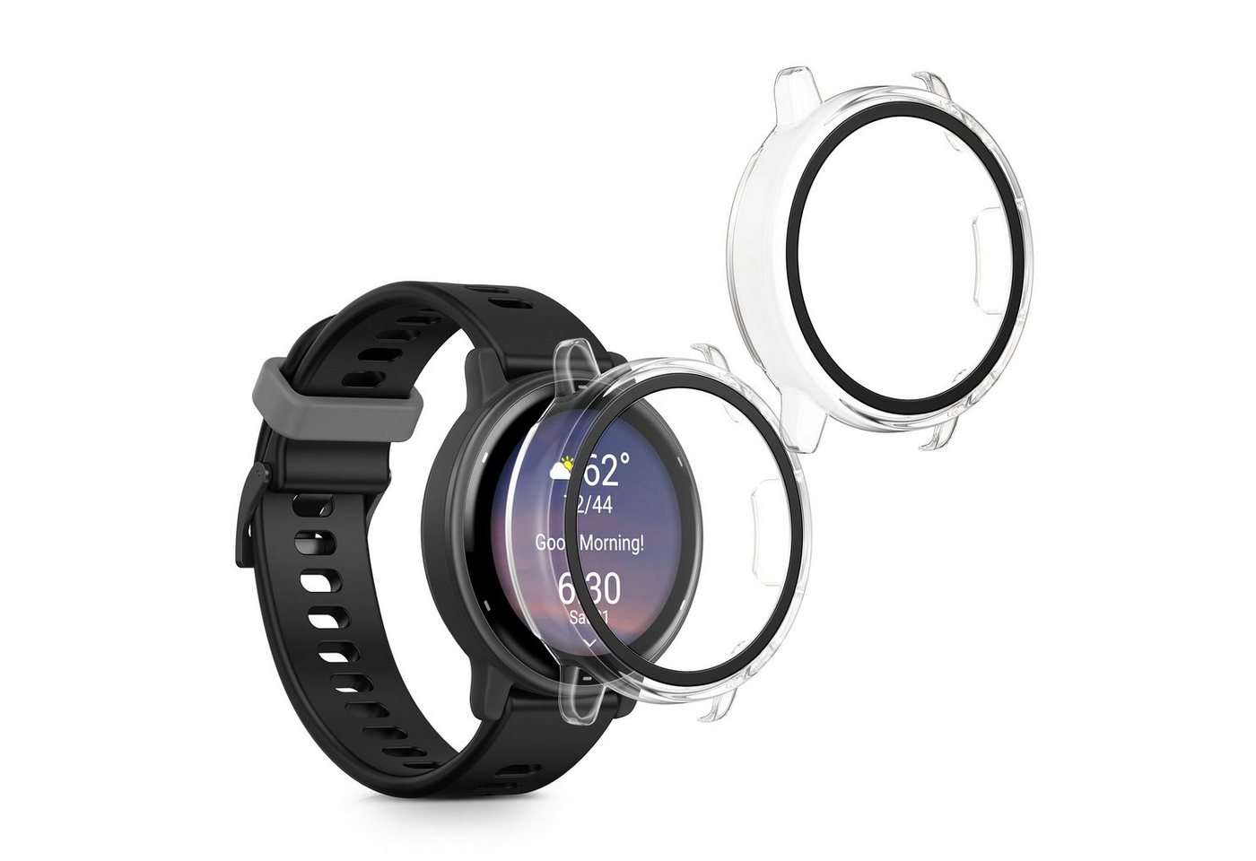 kwmobile Smartwatch-Hülle 2x Hülle für Garmin vivoactive 5 / active 5, Fullbody Fitnesstracker Glas Cover Case Schutzhülle Set von kwmobile