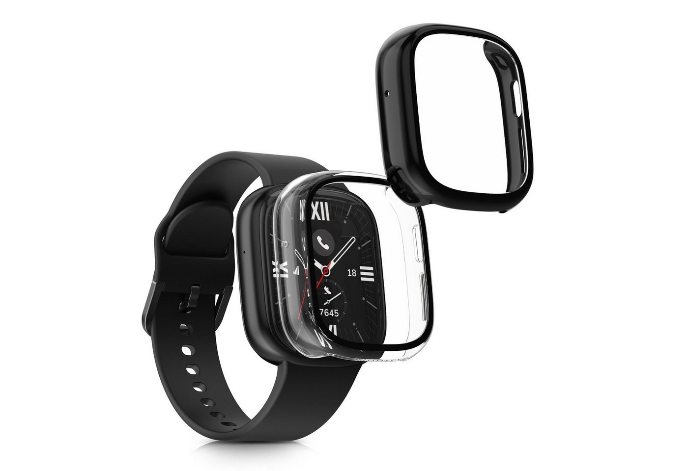 kwmobile Smartwatch-Hülle 2x Hülle für HONOR Watch 4 (TMA-L19), Fullbody Fitnesstracker Glas Cover Case Schutzhülle Set von kwmobile